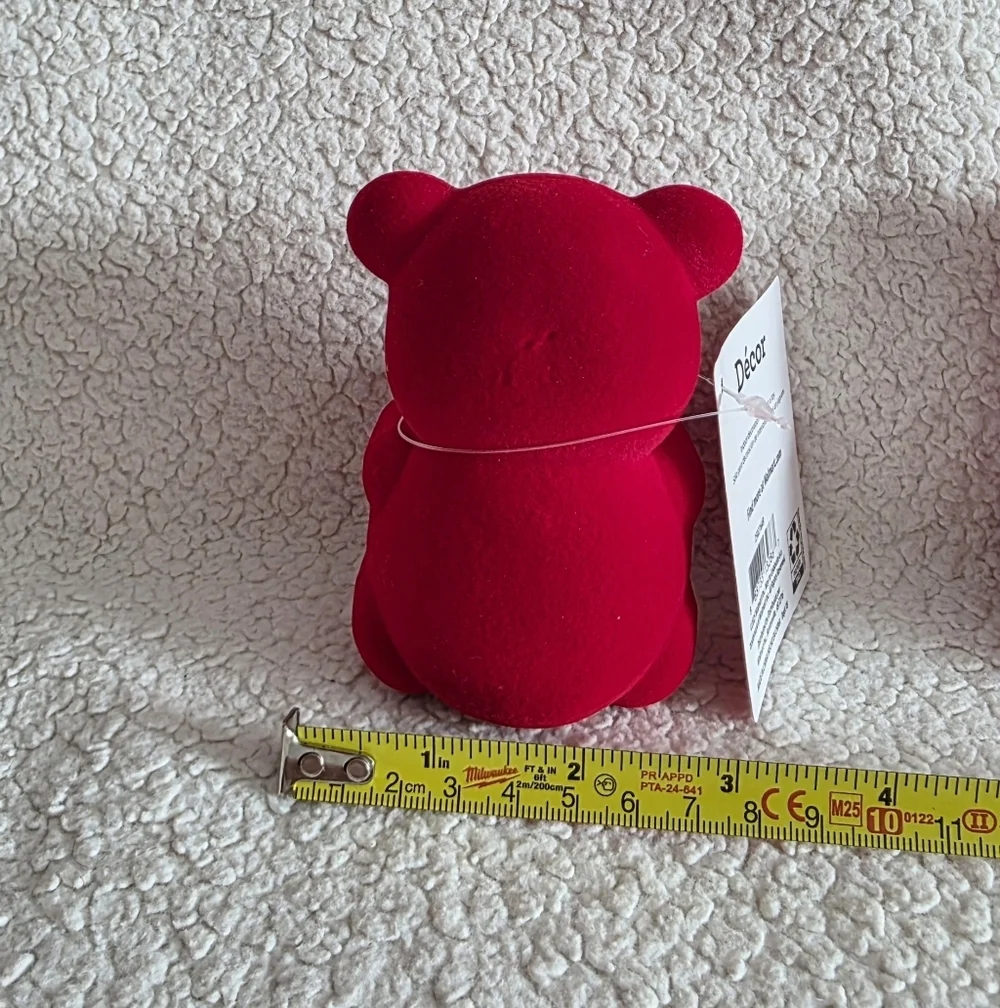 Flocked red Bear with heart bundle Tabletop Decoration 4